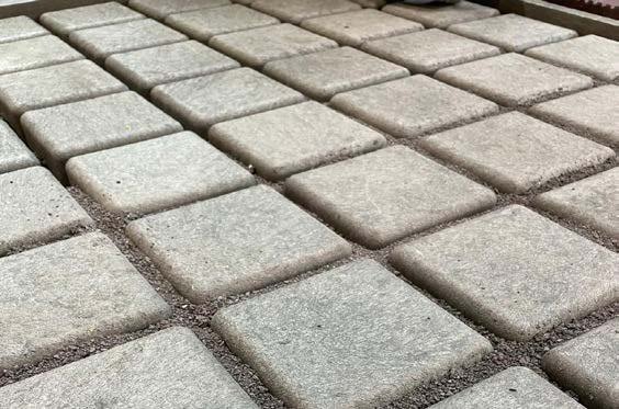 Close-up of the cobble texture and joints